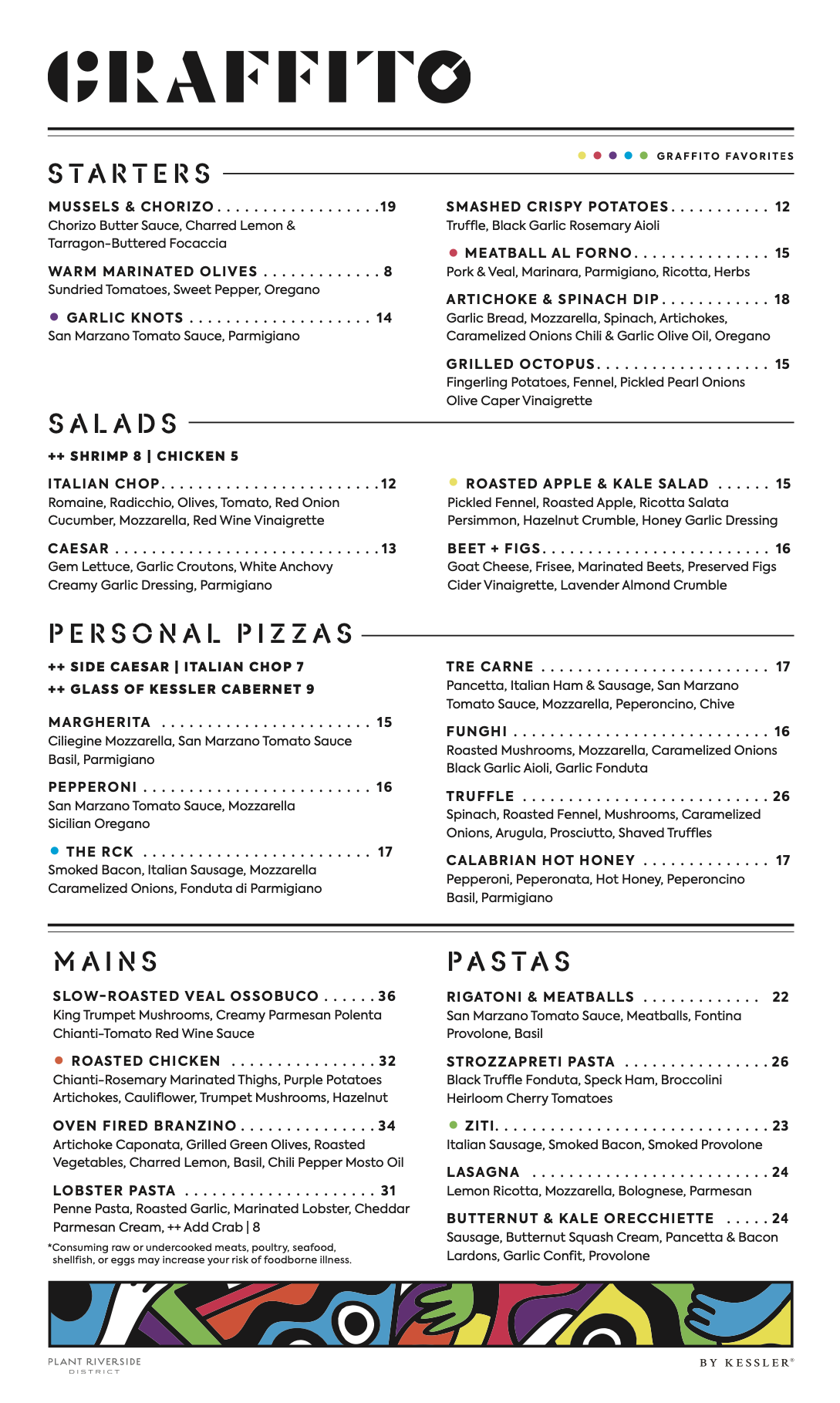 Graffitto food menu
